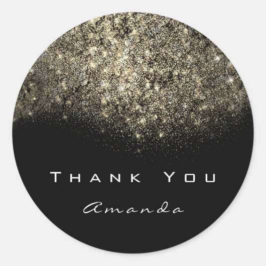Hartelijk dank: Gold Glitter Confetti Black White Ronde Sticker (Voorkant)