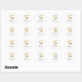 Hartelijk dank, Gold Glitter Lashes Logo White Ronde Sticker (Vel)