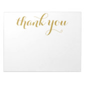 Hartelijk dank, Gold Script Print 11 x 8.5 Notitieblok (Voorkant)