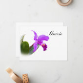 Hartelijk dank, Grazie, Italiaans, Orchid Card Notitiekaartje (Voorkant / Achterkant in situ)