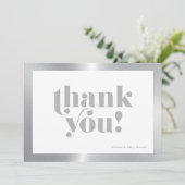 Hartelijk dank, grijze typografie, zilver en zwart bedankkaart (Staand voorkant)