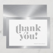 Hartelijk dank, grijze typografie, zilver en zwart bedankkaart (Voorkant / Achterkant)
