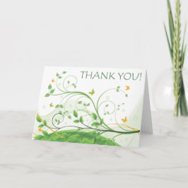 Hartelijk dank (Groene en Oranje Floral) Bedankkaart