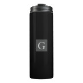 Hartelijk dank, Groomsman Best Man Monogram Black Thermosbeker (Voorkant)