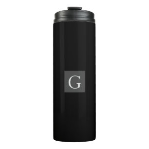 Hartelijk dank, Groomsman Best Man Monogram Black Thermosbeker