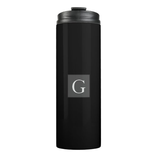Hartelijk dank, Groomsman Best Man Monogram Black  Thermosbeker (Voorkant)