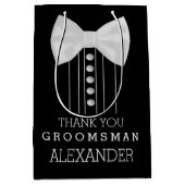 Hartelijk dank, Groomsman White Bow Stropdas Tuxed Medium Cadeauzakje (Voorkant)