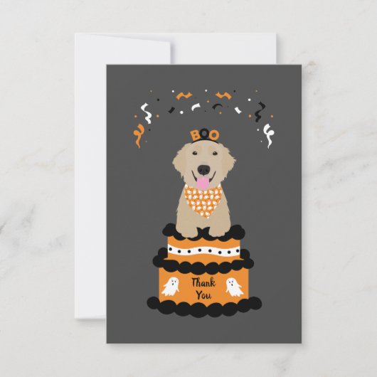 Hartelijk dank, Halloween Golden Retriever Spooky  Bedankkaart (Voorkant)