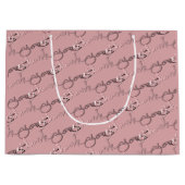 "Hartelijk dank" Handgeschreven patroon in roze Groot Cadeauzakje (Voorkant)