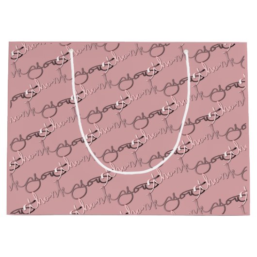 "Hartelijk dank" Handgeschreven patroon in roze Groot Cadeauzakje (Voorkant)