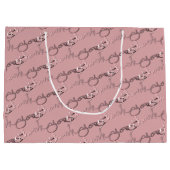 "Hartelijk dank" Handgeschreven patroon in roze Groot Cadeauzakje (Achterkant)