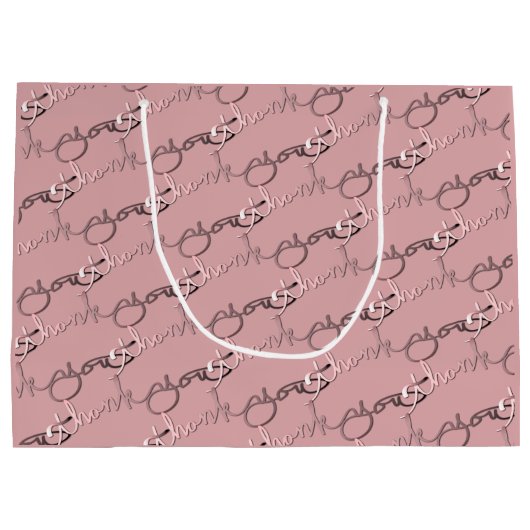 "Hartelijk dank" Handgeschreven patroon in roze Groot Cadeauzakje (Achterkant)