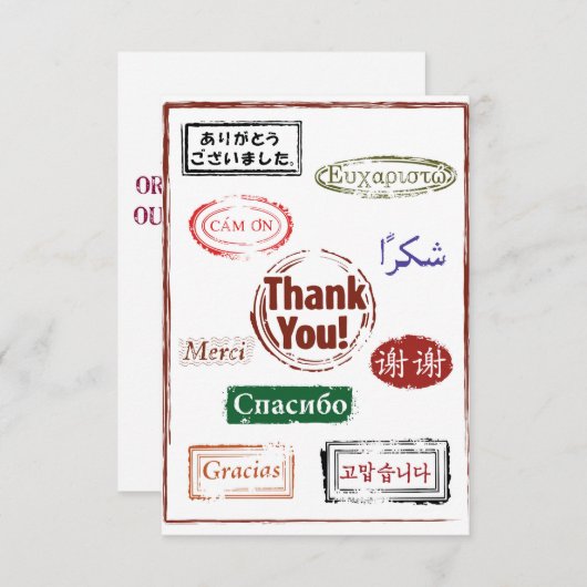 Hartelijk dank - Hartelijk dank in veel talen RSVP Kaartje (Voorkant / Achterkant)
