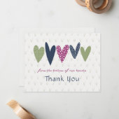 Hartelijk dank Harten Avocado Magenta Notitiekaartje (Voorkant / Achterkant in situ)