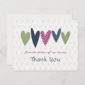 Hartelijk dank Harten Avocado Magenta Notitiekaartje (Voorkant / Achterkant)