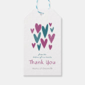 Hartelijk dank Harten Blauwgroen Magenta Cadeaulabel (Voorkant)