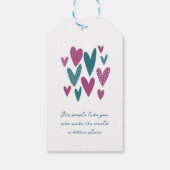 Hartelijk dank Harten Blauwgroen Magenta Cadeaulabel (Achterkant)