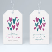 Hartelijk dank Harten Blauwgroen Magenta Cadeaulabel