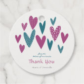 Hartelijk dank Harten Blauwgroen Magenta gunst Bedankjes Labels (Voorkant)