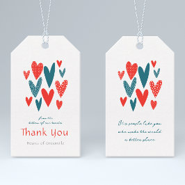 Hartelijk dank Harten Blauwgroen Rood Cadeaulabel