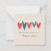 Hartelijk dank Harten Klein Blauwgroen Rood Notitiekaartje (Voorkant)