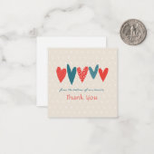 Hartelijk dank Harten Klein Blauwgroen Rood Notitiekaartje (Voorkant / Achterkant in situ)