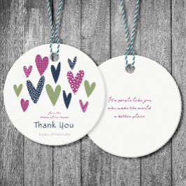 Hartelijk dank Harten Navy Avocado gunst Tags Bedankjes Labels