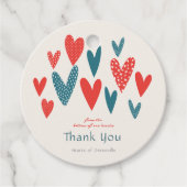 Hartelijk dank Harten Rood Blauwgroen Bedankjes Labels (Voorkant)