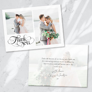 Hartelijk dank Heart Script Fotobruiloft Bedankkaart