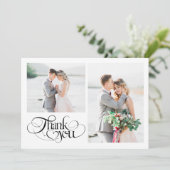 Hartelijk dank Heart Script Fotobruiloft Bedankkaart (Staand voorkant)