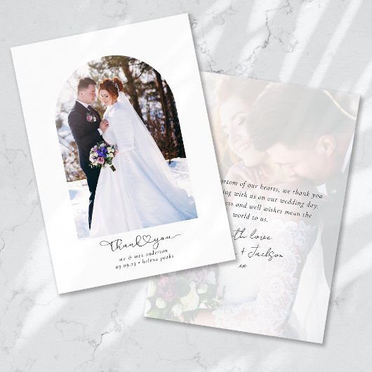 Hartelijk dank Heart Script Photo Arch Wedding Bedankkaart