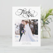 Hartelijk dank Heart Script Trouwfoto Bedankkaart (Staand voorkant)