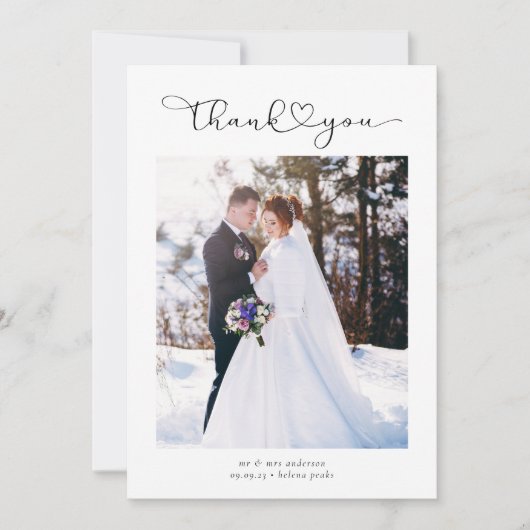 Hartelijk dank Heart Script Trouwfoto Bedankkaart (Voorkant)