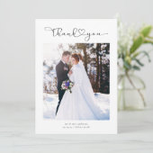 Hartelijk dank Heart Script Trouwfoto Bedankkaart (Staand voorkant)