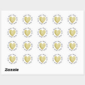 Hartelijk dank. Heart Stamp Faux Gold Foil Ronde Sticker (Vel)