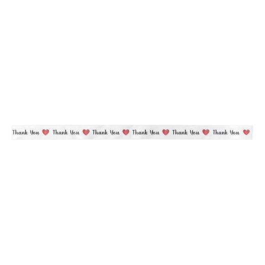 Hartelijk dank! Heart Stamp Red + Jouw tekst Satijnen Lint (Voorkant)
