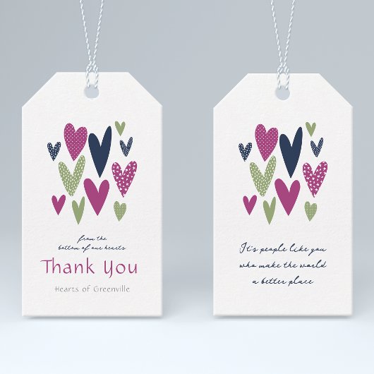Hartelijk dank Hearts Avocado Navy Cadeaulabel
