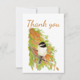 Hartelijk dank, Herfst Autumn Chickadee Bird Natuu Bedankkaart