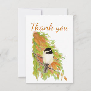 Hartelijk dank, Herfst Autumn Chickadee Bird Natuu Bedankkaart