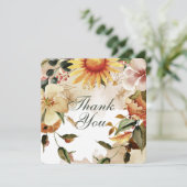 Hartelijk dank, Herfst Thememet Zonnebloem Lijst Bedankkaart (Staand voorkant)