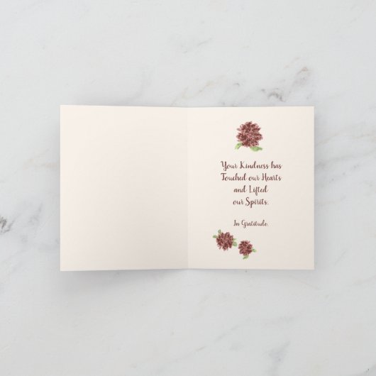 Hartelijk dank - het Lijst van de Rode Dagen. Bedankkaart (Binnen)