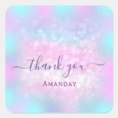 Hartelijk dank: Holograaf Sweet 16th Blue Pink Gli Vierkante Sticker (Voorkant)