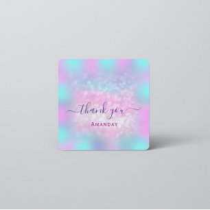 Hartelijk dank: Holograaf Sweet 16th Blue Pink Gli Vierkante Sticker
