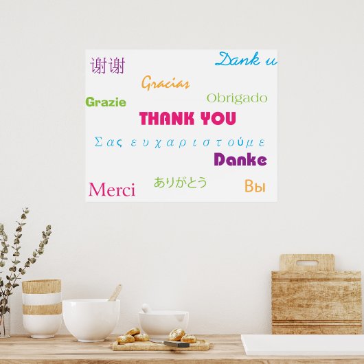 Hartelijk dank in het Poster Talen (Keuken)