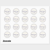 Hartelijk dank in Ivory & Navy gepersonaliseerd Ronde Sticker (Vel)