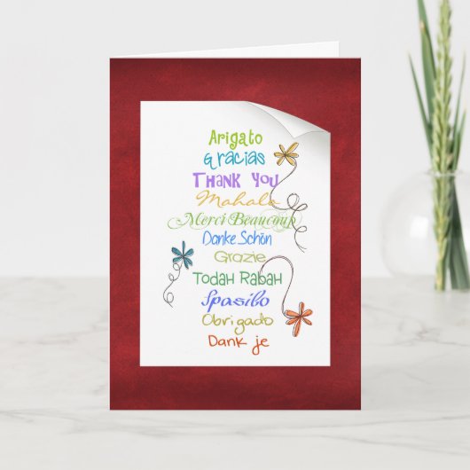 Hartelijk dank in verschillende talen kaart (Voorkant)