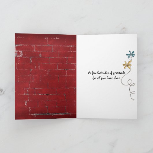 Hartelijk dank in vreemde taal op baksteen kaart (Binnen)