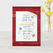 Hartelijk dank in vreemde taal op baksteen kaart (Gele Bloem)