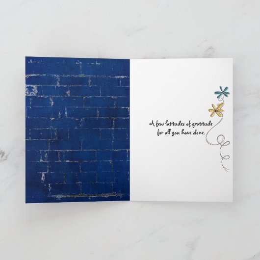 Hartelijk dank in vreemde taal op baksteen kaart (Binnen)