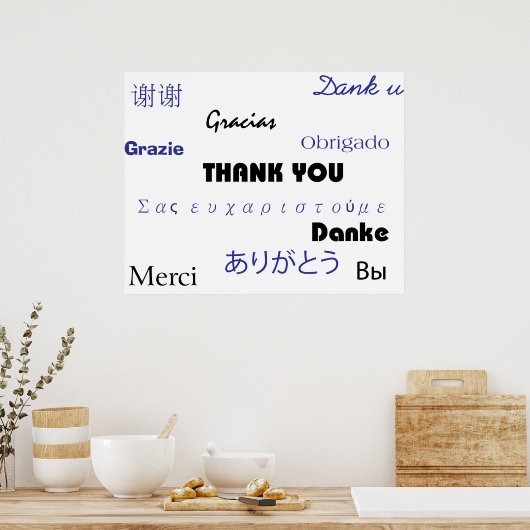 Hartelijk dank (in zwart-wit002) afdrukken poster (Keuken)